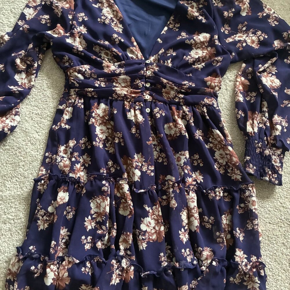 Altar'd State Blue floral flowy dress - L